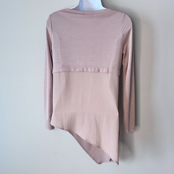 Zara Asymmetrical Long Sleeve Top Dusty Pink/Beige - Size Small - Picture 6 of 10